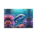Améliorez votre table de salle à manger avec le lot de 6 sets de table WHJSHOP Beautiful Underwater World Dolphins Coral à motif de dauphins, fabriqués en fibre de polyester épaisse et robuste, résistante à l'usure et aux plis, assurant un ajout durable et élégant à votre décoration d'intérieur.