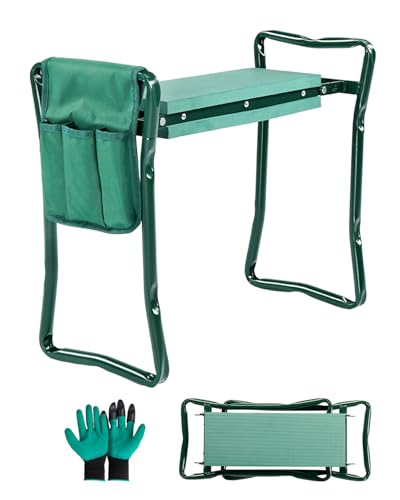 Outopee Foldable Garden Kneeler & Seat 2 in 1 Gardening Bench Stool Green