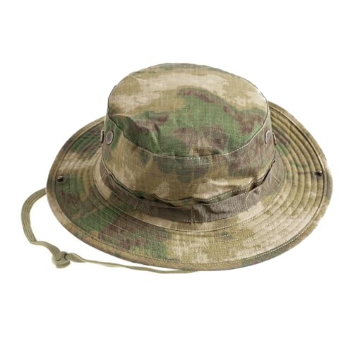 QMFIVE Tactical Boonie Hat, Unisex Camouflage Rounded Hat Fisherman Sun Protection Cap for Outdoor Airsoft Paintball Climb Camping