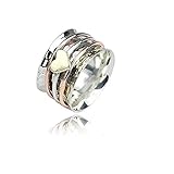 Self Love Fidget Rings for Women，Hammered Heart Anxiety Relief Wide Band Ring for Girls Design Spin