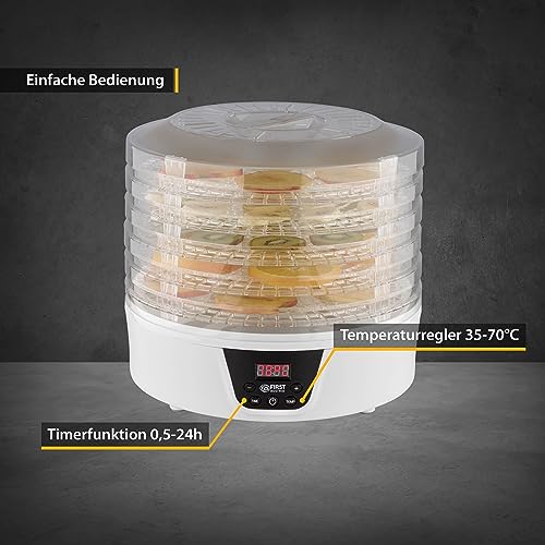 TZS First Austria Dörrautomat | Dörrgerät für Obst, Kräuter, Pilze & Fleisch | digital mit Timer & Temperaturregler 35-70°C | 5 Etagen, Einlageböden BPA frei, Dörrapparat mit Zeitschaltuhr – Bild 5