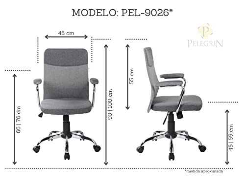 Cadeira de Escritório Diretor Pelegrin Pel-9026 Cinza