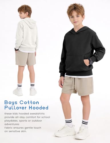 Image of PEHMEA 2 Pack Kids Hoodies Sweatshirt for Boys Cotton Pullover Hooded Sweatshirts With Pockets No Drawstring