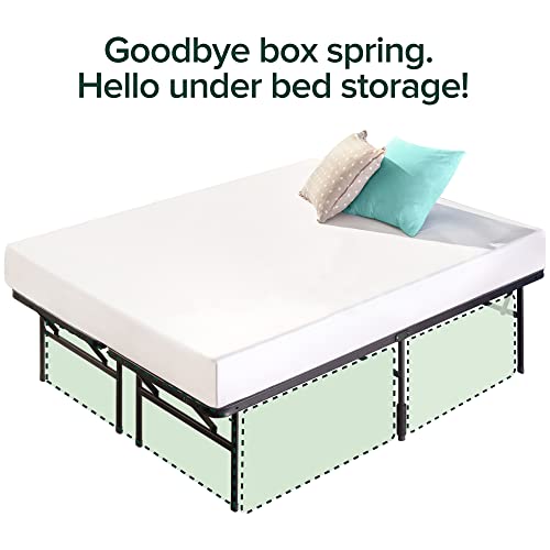 Image of Zinus SmartBase Tool-Free Assembly Mattress Foundation, 14 Inch Metal Platform Bed Frame, No Box Spring Needed, Sturdy Steel Frame, Underbed Storage, Black, Cal King