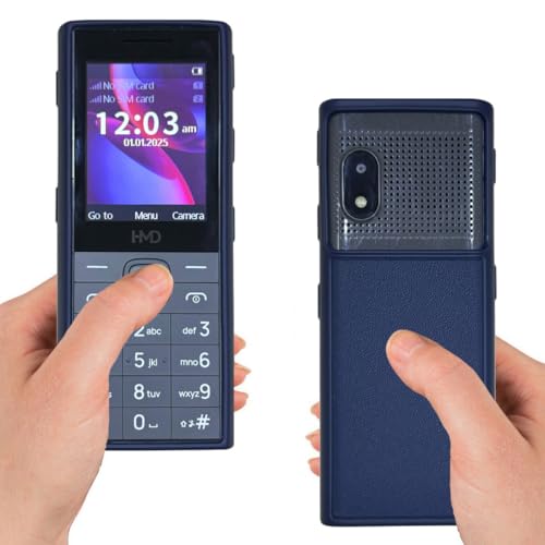 Image of ZAOMA Premium Leather Design TPU Back Cover Case Compatible for HMD 150 Music DS Model NO. : TA-1709 Keypad Mobile Feature Phone Rugged Case - Blue