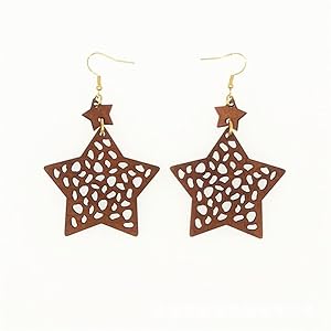 3pair wooden eaarrings for womenfall boho vintage western drop dangle round star heart hollow earrings statement lightweight jewelry  urban country home decor
