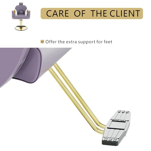 Image of Barber Chair, Reclining Hair Salon Chair, 360 Degrees Swivel Styling Chair, Height Adjustable Hydraulic Shampoo Chairs, Spa Equipment (Purple)