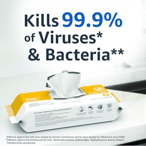 Amazon Basics Disinfecting Wipes, Lemon & Fresh Air Scent, Multi-Surface, Sanitizes/Cleans/Disinfects/Deodorizes, Strong & Convenient, 320 Count (4 Packs of 80) - 2