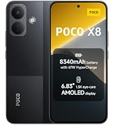 POCO X8, Smartphone 8G+256GB, Black, 8340mAh battery 67W Charging | 6.83" 1.5K eye-care AMOLED di...