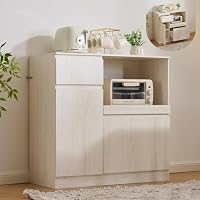 Amazon｜食器棚 カップボード コンセント付き スライド棚 ハイタイプ