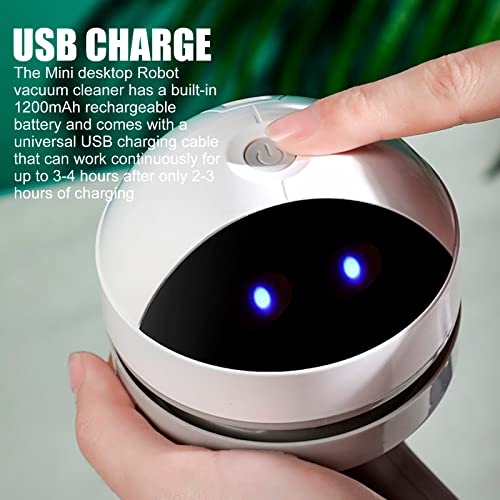 Sporway Mini Aspirapolvere Da Tavolo: Portatili Aspirabriciole Da Tavolo, Robot Aspirapolvere Da Tavolo, Usb Ricaricabile Mini Aspirapolvere Da Scrivania Per Casa, Scuola, Ufficio, Tastiera (Bianco-1) - 6