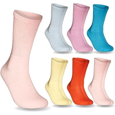 Special Essentials 6 Pairs Women's Non-Binding Diabetic & Circulator Crew Socks - Comfortably Soft, Moisture-Wicking Cotton Cover