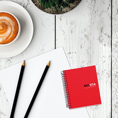 Image of Miquelrius - Notebook A7, small squares 5 mm, micro-perforated spiral, without holes, 100 sheets 70 g /m, opaque polypropylene, 4 coloured stripes, Notebook The Original, Red