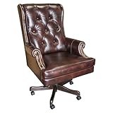 Parker Living 49' Transitional Leather Swivel Desk Chair in Brown