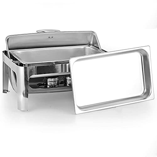 Réchaud buffet 9l en acier inoxydable avec bac à eau et porte-combustibles