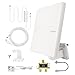 ANTOP 65 Miles Omni-directional 360° Reception Amplified Outdoor / Attic / Indoor HDTV Antenna for FM / VHF / UHF, Anti-UV Coating and 16' Coaxial Cable & 2 Way TV Signal Splitter