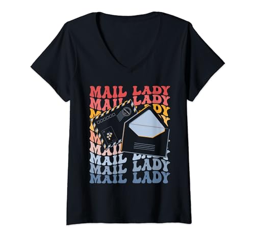 Mail Lady Groovy Postal Service Mail Lady Postman Worker Camiseta Cuello V