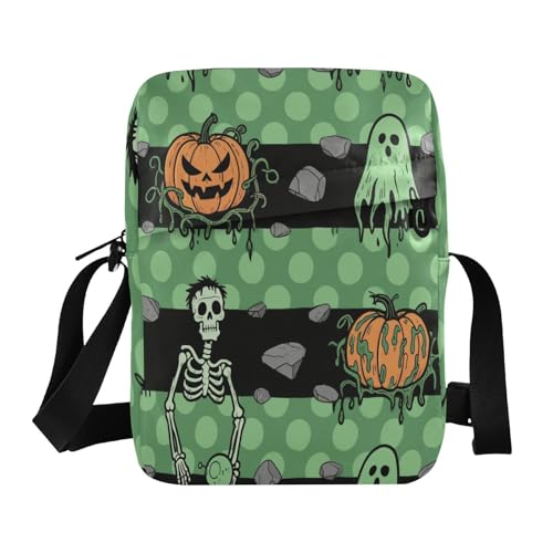 small messenger bag for women Crossbody Bags For Women Small Shoulder Handbag Adjustable Strap for Travel Travel- Zombie Green Halloween