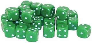 30x D6 Dice Pack | 10mm Classic Green Spot Six Sided Dice Set | For Classic and Professional Tabletop Dice Games | By Warlord Games