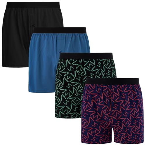 INNERSY Men's Boxer Shorts Loose Fit Soft Cotton Boxers for Men 4 Pack