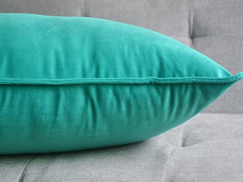 Lutanky Velvet Cushion Covers 30 x 50 cm Dark Teal Decorative Rectangle Throw Pillow Cover (Pack of 2) Soft Oblong Piped Pillowcases for Sofa Bedroom with Invisible Zipper 12x20 Inch - Image 3
