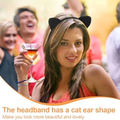 BCHKO Katzenohren Haarreif Damen Katzen Kostüm für Halloween Karneval und Fasching(Schwarz)