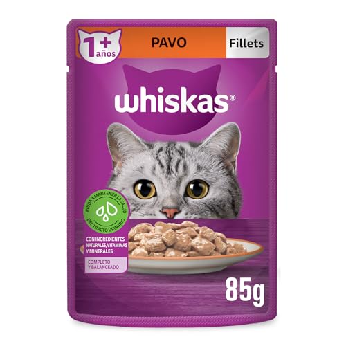 Alimento Para Gato, Pet Products Whiskas Alimento Húmedo para Gatos, Sabor Filetes De Pavo 85g c/u. Paquete de 24 Unidades