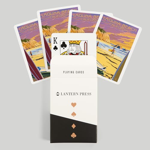 Lantern Press Laguna Beach, Surfers at Sunset, 52 cartas póker miniatura 6