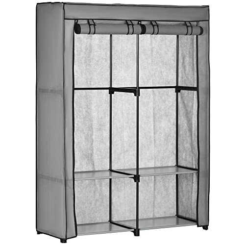 HOMCOM Armadio Portatile Grigio 118x49x170 cm