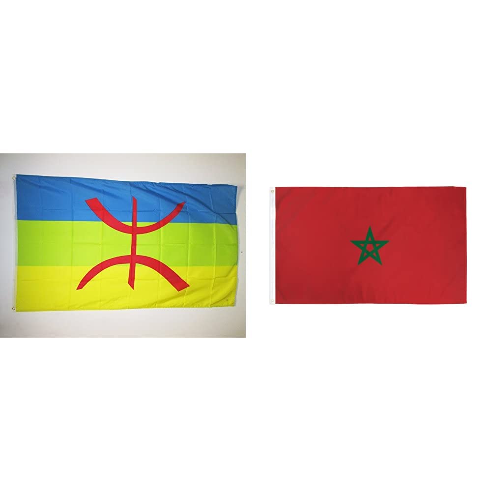 Drapeau Kabylie 150x90cm robuste contre la décoloration avec drapeau Maroc