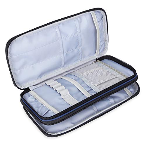Teamoy Knitting Needles Case(Up To 10-Inch), Travel Organizer Storage Bag For Circular And Straight Knitting Needles, Crochet Hooks And Knitting Accessories, Dark Blue-No Accessories Included #TOP1