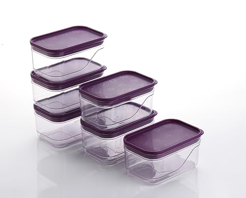 Image of Xiran Airtight Fridge Storage Boxes, Kitchen Containers with Lid Fridge Storage Containers, Kitchen Accessories Items, Plastic Kitchen Organizer Storage Set for Vegetables, Fruits(800ML, Pack of 6)