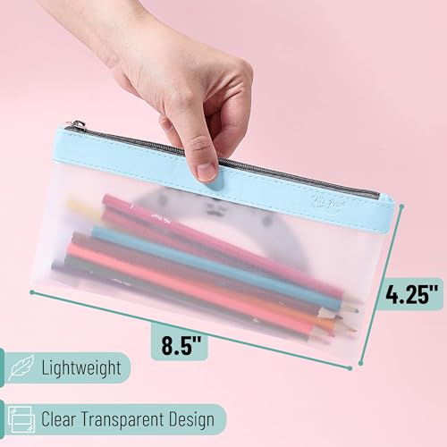 Image of Mr. Pen- Clear Pencil Pouch, 8.50 inchx4.25 inch, 3 Pack, Durable TPU Material, Medium Water-Resistant Pencil Bags with Smooth Zipper, Multipurpose Clear Pouch for Stationery, School, Office, Travel Supplies