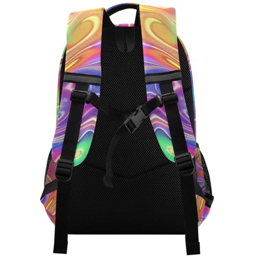 senya Travel Backpack Carry On Bookbags Gradient Laser Stripes Bagpack with Reflective Strip and Mesh Side Pockets2