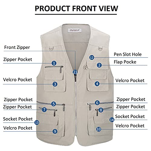 Hwalleum Men's Multifunctional Outdoor Casual Gilet, Mens Summer Lightweight Vest Waistcoat Safari Multi Pocket Working Fishing Hunting Hiking Gilets Jacket Breathable Quick Dry Photography Top - Image 2