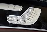 Boobo 2X Ice Out Seat Control Switch Trim Luxury Badge Bling Emblem With Genuine Austrian Crystal For Mercedes Benz E C-Class GLC (with Memory) (Silver)