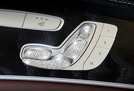 Boobo 2X Ice Out Seat Control Switch Trim Luxury Badge Bling Emblem with Genuine Austrian Crystal for Mercedes Benz E C-Class GLC (with Memory) (Silver)