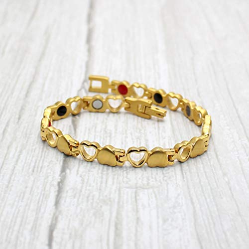 Pulseira magnética Healifty Pulseira de aço de titânio Corrente em formato de coração para mulheres