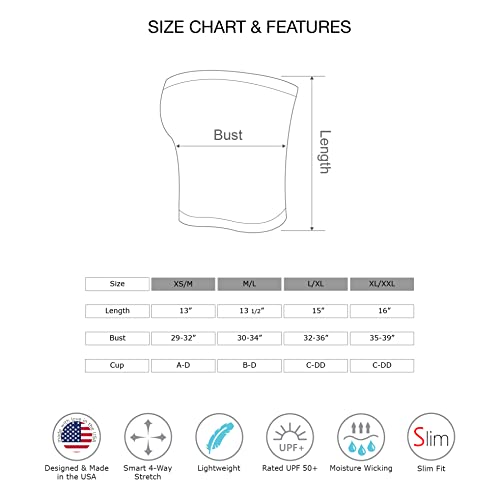 Kurve Women’s Strapless Tube Top - Side Ribbed Medium Length Seamless Bandeau Stretchy Sexy Bra Tops, Upf 50+ (Made In Usa), White, Medium/Large #TOP4