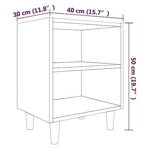 Table de chevet gris sonoma avec 2 étagères pour meuble scandinave - 4
