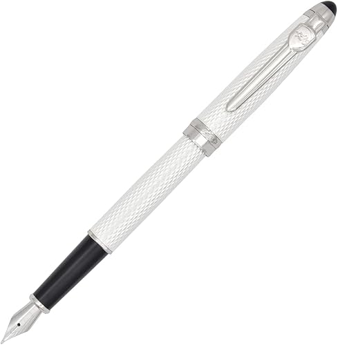 Gullor Pluma avanzada de la fuente Jinhao 163 Executive White & Silver Rhombus que graba en relieve 18kgp