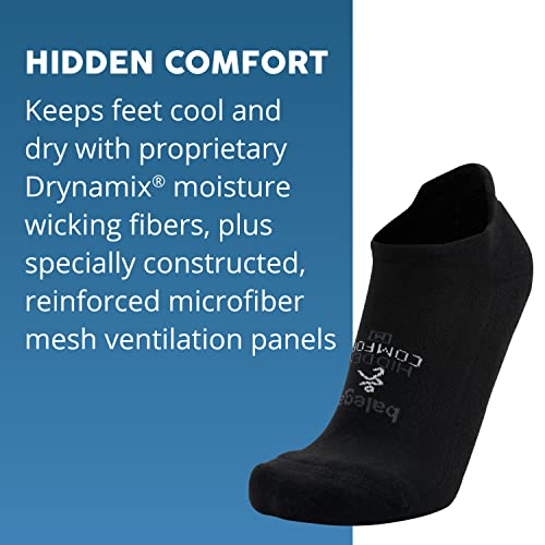 Balega Hidden Comfort No-show, Heel Tab, Running Socks for Men and Women (3 Pairs, White & Black & Charcoal)3