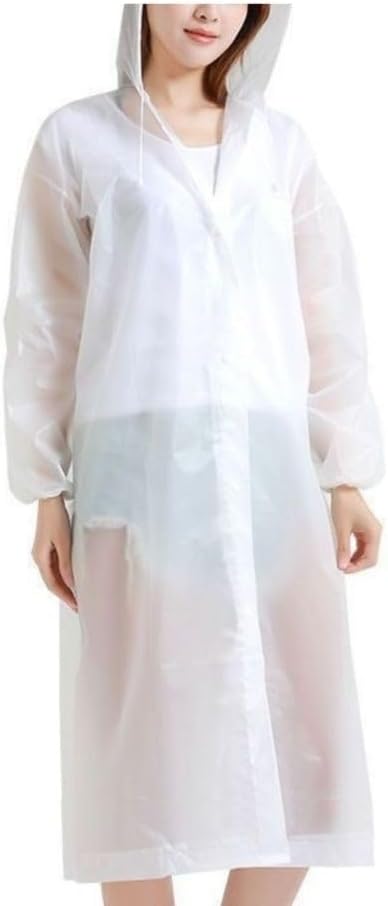 Capa de Chuva Reutilizável Transparente Capuz Adulto Unisex Impermeável Resistente Leve à Prova D’Água e Dobrável para Shows Viagens Caminhadas Acampamento Botão Passeio Festas
