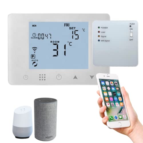 PATABIT Termostato Ambiente Caldera WiFi Alexa | Cronotermostato Inteligente Pantalla táctil Inteligente montado en la Pared Caja empotrada 503a baterías calefacción (A Pilas + RF) Cover
