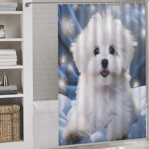 Rideau de douche Bichon frisé en textile imperméable durable de 152x183cm - 2