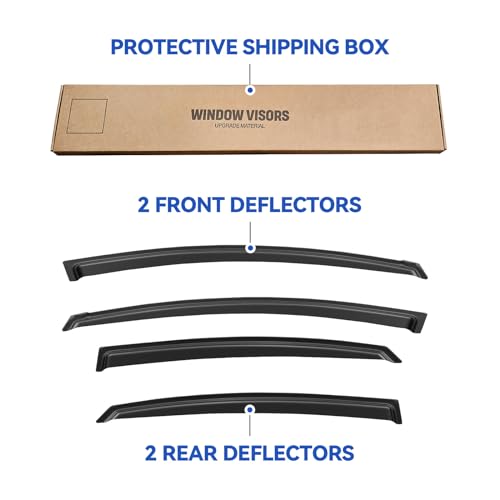 Image of Window Visors Rain Guards for 2011 2012 2013 2014 Hyundai Sonata, Out-Channel Window Vent Wind Deflectors Visors Shades for 2011-2016 Hyundai Sonata Hybrid