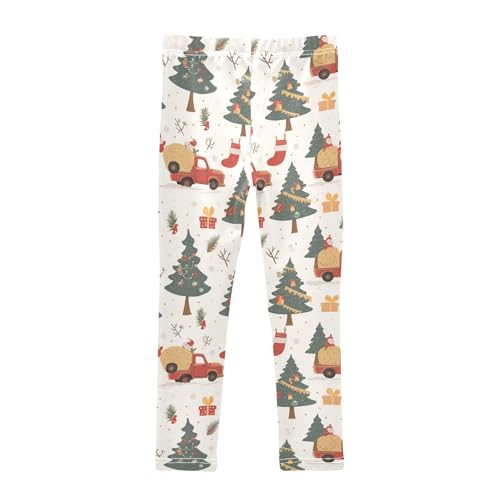 KLL Cute Christmas Tree Red Truck Toddler Girls' Active Leggings Comfortable High Waisted Pants Exercise2