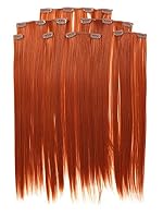 Prettyland Clip-in Extension 7 pezzi 50cm capelli lisci statico-libero rosso rame R01