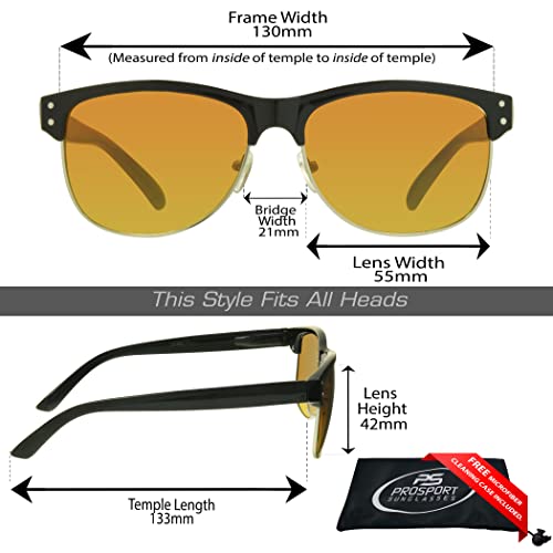 Image of proSPORT Blue Light Blocking Sunglasses - HD Copper Amber Metal Aviator Reduce Eye Strain Better Sleep