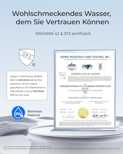 Waterdrop WD-FC-06 Wasserhahn aus Rostfreiem Stahl, Kohleblock Wasserfiltersystem, Leitungswasserfilter, Entfernt Chlor, Schwermetalle und Schlechten Geschmack (4 Filter Enthalten)